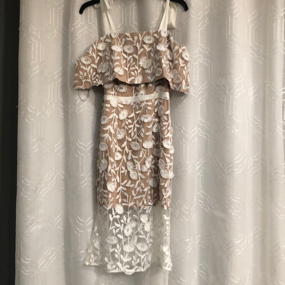 Off the lace ruffle bottom dress